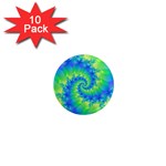 Colorful Blue and Green Spiral Fractal  1  Mini Magnet (10 pack) 