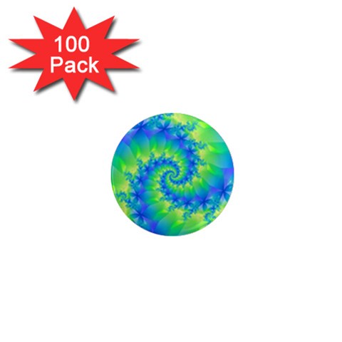 Colorful Blue and Green Spiral Fractal  1  Mini Magnet (100 pack)  from ArtsNow.com Front