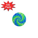 Colorful Blue and Green Spiral Fractal  1  Mini Magnet (100 pack) 