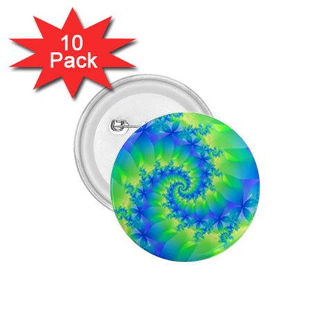 Colorful Blue and Green Spiral Fractal  1.75  Button (10 pack)  from ArtsNow.com Front