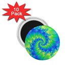 Colorful Blue and Green Spiral Fractal  1.75  Magnet (10 pack) 