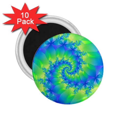 Colorful Blue and Green Spiral Fractal  2.25  Magnet (10 pack) from ArtsNow.com Front