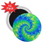 Colorful Blue and Green Spiral Fractal  2.25  Magnet (10 pack)