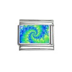 Colorful Blue and Green Spiral Fractal  Italian Charm (9mm)