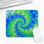 Colorful Blue and Green Spiral Fractal  Large Mousepad