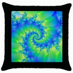 Colorful Blue and Green Spiral Fractal  Throw Pillow Case (Black)