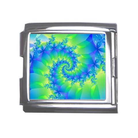 Colorful Blue and Green Spiral Fractal  Mega Link Italian Charm (18mm) from ArtsNow.com Front