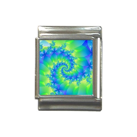 Colorful Blue and Green Spiral Fractal  Italian Charm (13mm) from ArtsNow.com Front