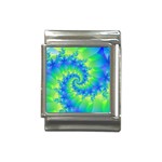 Colorful Blue and Green Spiral Fractal  Italian Charm (13mm)