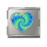 Colorful Blue and Green Spiral Fractal  Mega Link Heart Italian Charm (18mm)