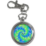 Colorful Blue and Green Spiral Fractal  Key Chain Watch