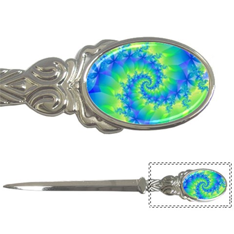 Colorful Blue and Green Spiral Fractal  Letter Opener from ArtsNow.com Front