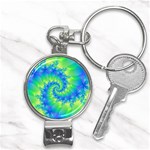 Colorful Blue and Green Spiral Fractal  Nail Clippers Key Chain