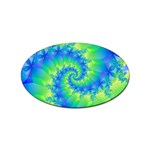 Colorful Blue and Green Spiral Fractal  Sticker (Oval)