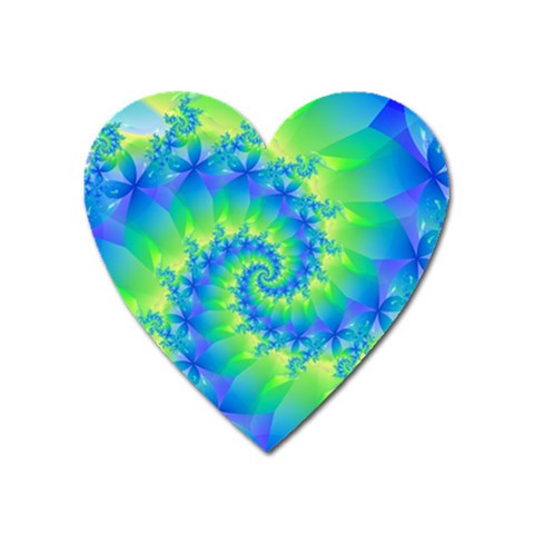 Colorful Blue and Green Spiral Fractal  Magnet (Heart) from ArtsNow.com Front