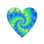 Colorful Blue and Green Spiral Fractal  Magnet (Heart)