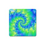 Colorful Blue and Green Spiral Fractal  Magnet (Square)