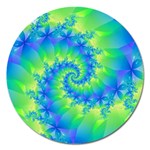 Colorful Blue and Green Spiral Fractal  Magnet 5  (Round)