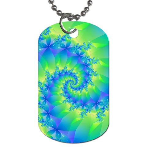 Colorful Blue and Green Spiral Fractal  Dog Tag (One Side) from ArtsNow.com Front