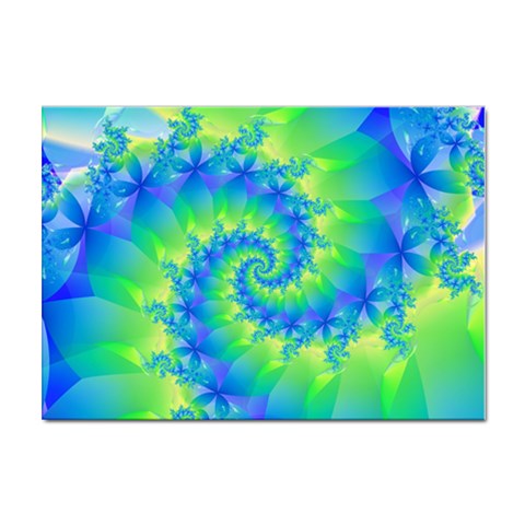 Colorful Blue and Green Spiral Fractal  Sticker A4 (10 pack) from ArtsNow.com Front