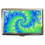 Colorful Blue and Green Spiral Fractal  Cigarette Money Case