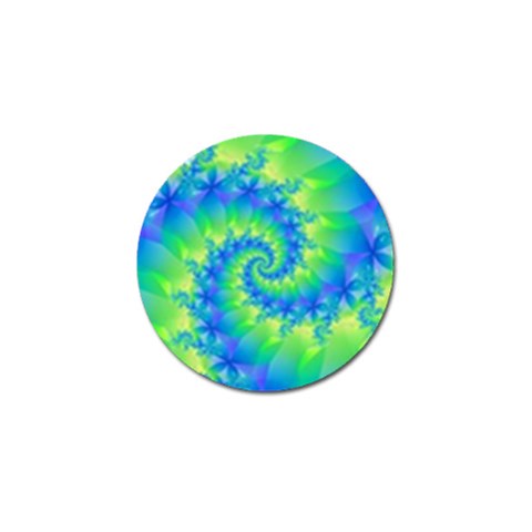 Colorful Blue and Green Spiral Fractal  Golf Ball Marker from ArtsNow.com Front