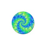 Colorful Blue and Green Spiral Fractal  Golf Ball Marker