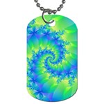 Colorful Blue and Green Spiral Fractal  Dog Tag (Two Sides)