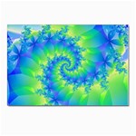 Colorful Blue and Green Spiral Fractal  Postcard 4  x 6 