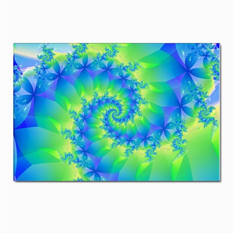 Colorful Blue and Green Spiral Fractal  Postcard 4 x 6  (Pkg of 10) from ArtsNow.com Front