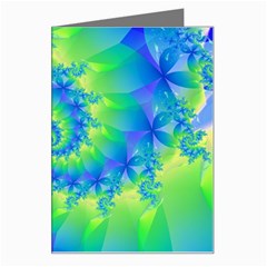 Colorful Blue and Green Spiral Fractal  Greeting Card from ArtsNow.com Left