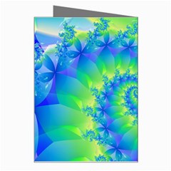 Colorful Blue and Green Spiral Fractal  Greeting Card from ArtsNow.com Right