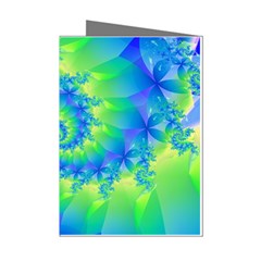 Colorful Blue and Green Spiral Fractal  Mini Greeting Cards (Pkg of 8) from ArtsNow.com Left