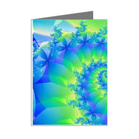 Colorful Blue and Green Spiral Fractal  Mini Greeting Cards (Pkg of 8) from ArtsNow.com Right