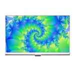 Colorful Blue and Green Spiral Fractal  Business Card Holder