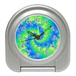 Colorful Blue and Green Spiral Fractal  Travel Alarm Clock