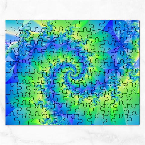 Colorful Blue and Green Spiral Fractal  Jigsaw Puzzle (Rectangular) from ArtsNow.com Front