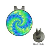 Colorful Blue and Green Spiral Fractal  Golf Ball Marker Hat Clip