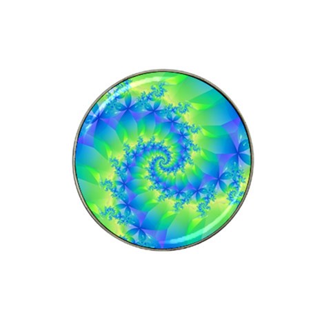 Colorful Blue and Green Spiral Fractal  Hat Clip Ball Marker from ArtsNow.com Front