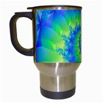 Colorful Blue and Green Spiral Fractal  Travel Mug (White)