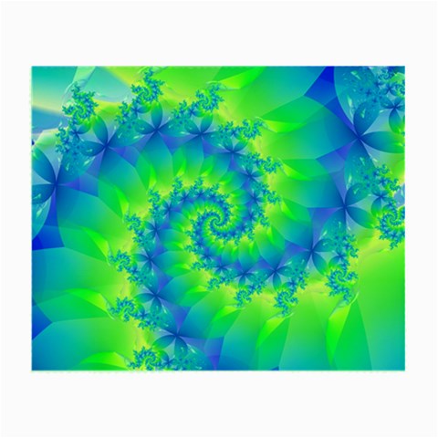 Colorful Blue and Green Spiral Fractal  Small Glasses Cloth from ArtsNow.com Front