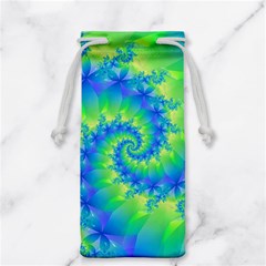 Colorful Blue and Green Spiral Fractal  Jewelry Bag from ArtsNow.com Front