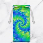 Colorful Blue and Green Spiral Fractal  Jewelry Bag