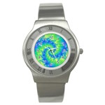 Colorful Blue and Green Spiral Fractal  Stainless Steel Watch