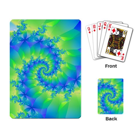 Colorful Blue and Green Spiral Fractal  Playing Cards Single Design from ArtsNow.com Back