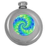 Colorful Blue and Green Spiral Fractal  Hip Flask (5 oz)