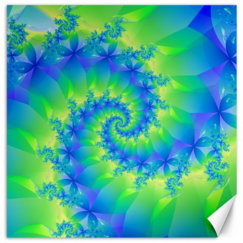 Colorful Blue and Green Spiral Fractal  Canvas 12  x 12  from ArtsNow.com 11.4 x11.56  Canvas - 1