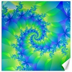 Colorful Blue and Green Spiral Fractal  Canvas 12  x 12 