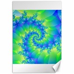 Colorful Blue and Green Spiral Fractal  Canvas 12  x 18 