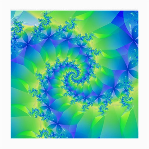 Colorful Blue and Green Spiral Fractal  Medium Glasses Cloth from ArtsNow.com Front